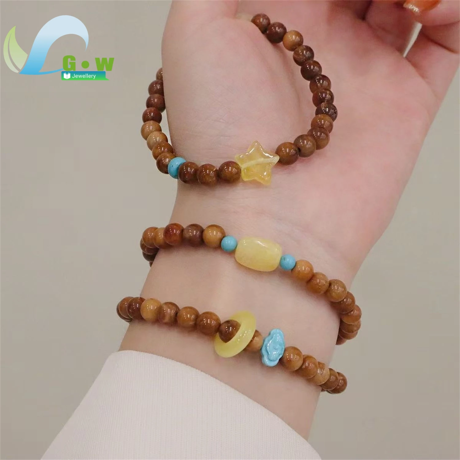 Natural Beaded Bracelet Ethnic Style Round Ring Handmade Wristband Unisex Vintage Gemstone Jewelry Charm Gift For Men Women