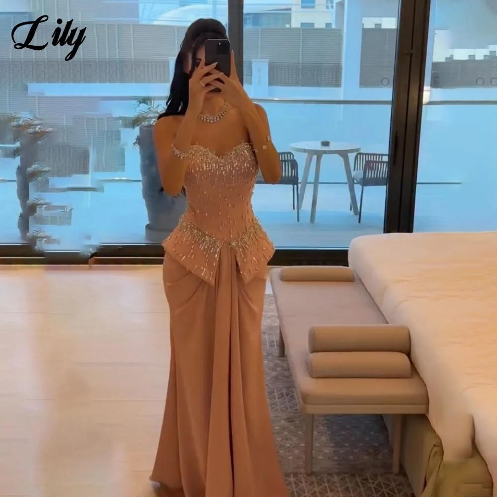 

Лилия пыльно-розовое элегантное вечернее платье милое платье для выпускного вечера атласное вечернее платье без рукавов с кристаллами для женщин по индивидуальному заказу