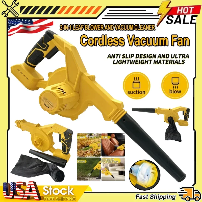 

Аккумуляторный воздуходув и пылесос 2-в-1 для DeWalt, электрический пылесборник для компьютеров, очиститель от листьев, электроинструмент для аккумуляторов 18В