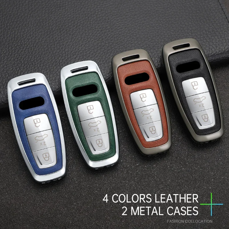 Zinc Alloy Car Remote Key Fob Case Cover Shell For Audi A4 B9 A5 A6 8S 8W Q5 Q7 4M S4 S5 S7 TT TTS TFSI RS Keychain Accessories