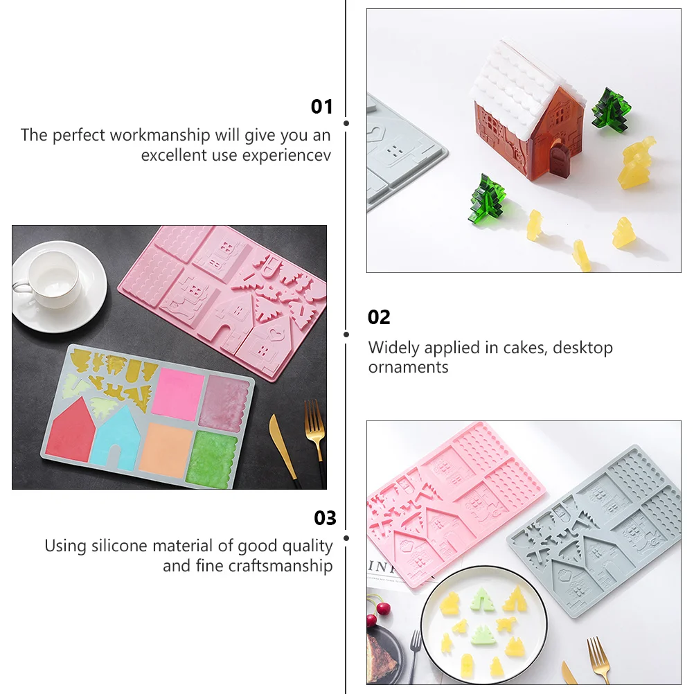 

2 шт., силиконовая форма для выпечки, инструмент для торта, рождественский пряничный домик, форма для изготовления помадки, десерта, кухонная утварь для выпечки