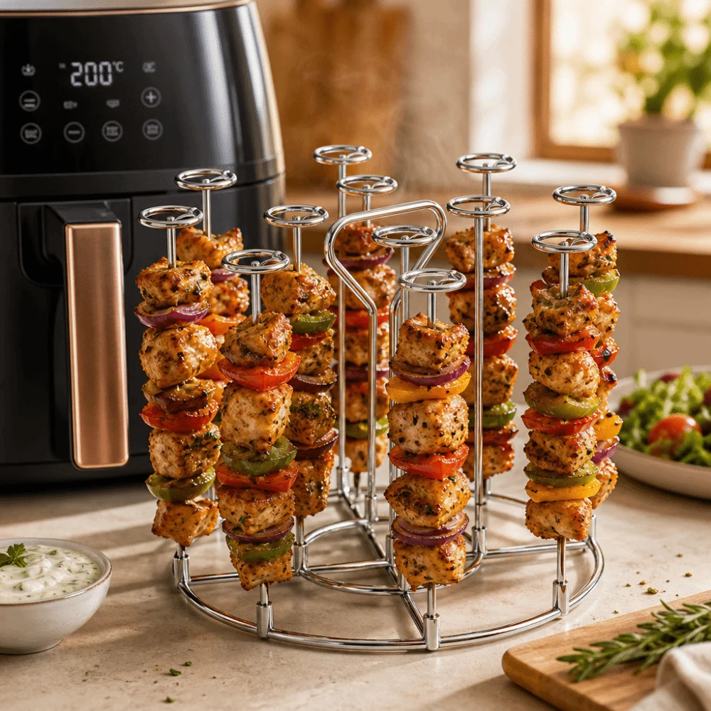 15/30pcs Stainless Steel Air Fryer Skewer Stand Detachable Easy to Use Vertical Grill Rack Portable BBQ Skewer Holder Meat BBQ