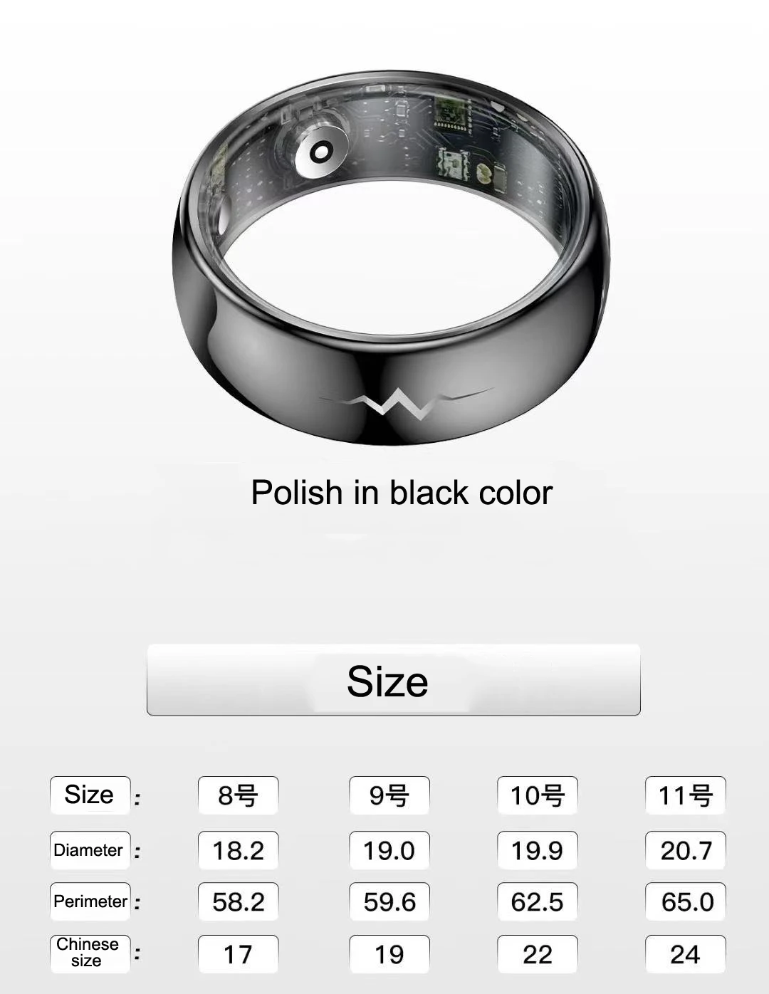 Smart Ring HR1520 Blood Oxygen Step Fitness Wearable Different Size Ring 24 Hours Health Monitor on Finger