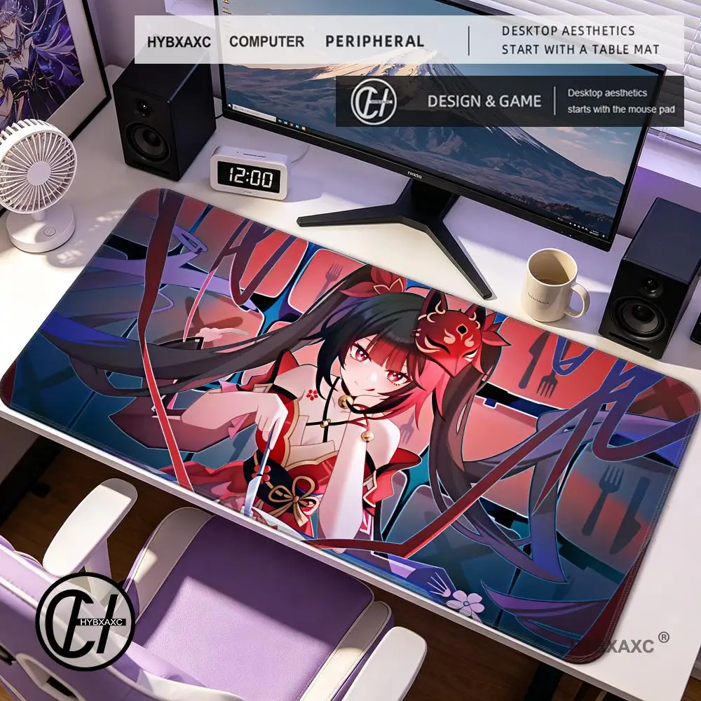 

HYBXAXC Cartoon Kawaii Desk Mat Honkai Star Rail Sparkle Keyboard Mousepad Rubber DeskMat Laptop Pads Speed Mouse Mats