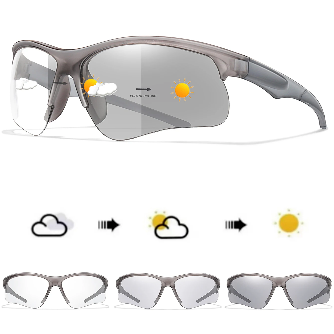 Trendy Stil Photochrome Sonnenbrille Für Männer Frauen Outdoor Mtb Fahrrad Radfahren Laufen Brillen Sport Fahrrad Winddicht Brille