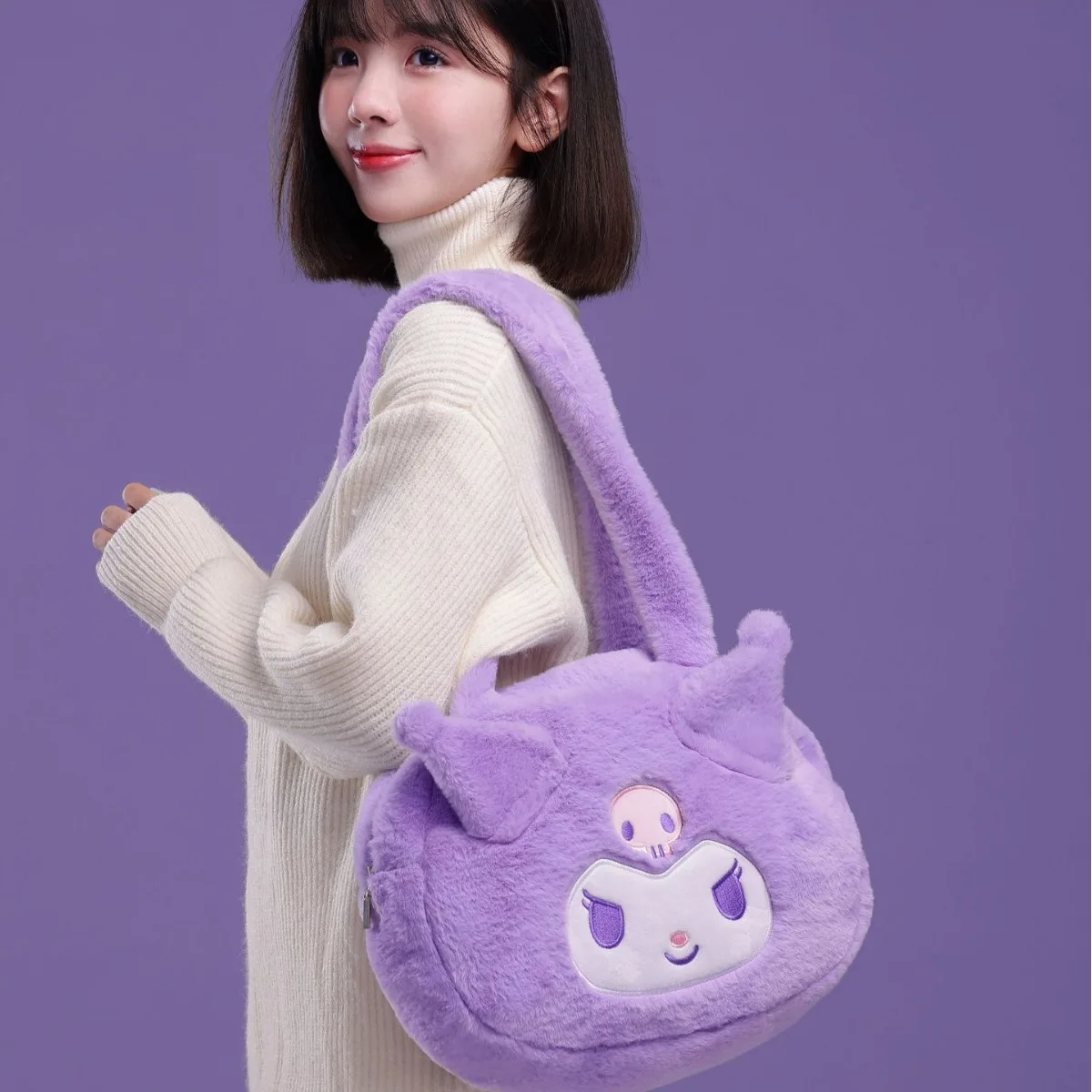 

2024 Sanrio Kuromi Shoulder Bag Kawaii Anime My Melody Autumn Winter Women Commuter Bag Large Capacity Handbag Gift for Kids