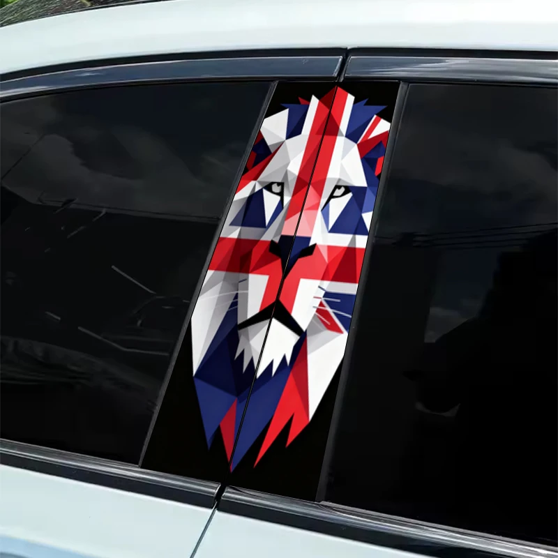 

2-piece Union Jack Lion B-pillar sticker - general-purpose car column decorative sticker, specially designed for small vehicles