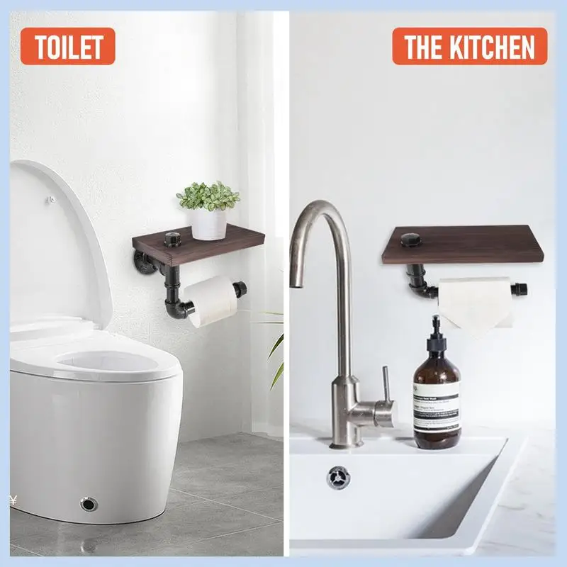 MLGB-Portarrollos de papel higiénico Industrial rústico, soporte flotante de tubo para el hogar/baño, estante montado en la pared