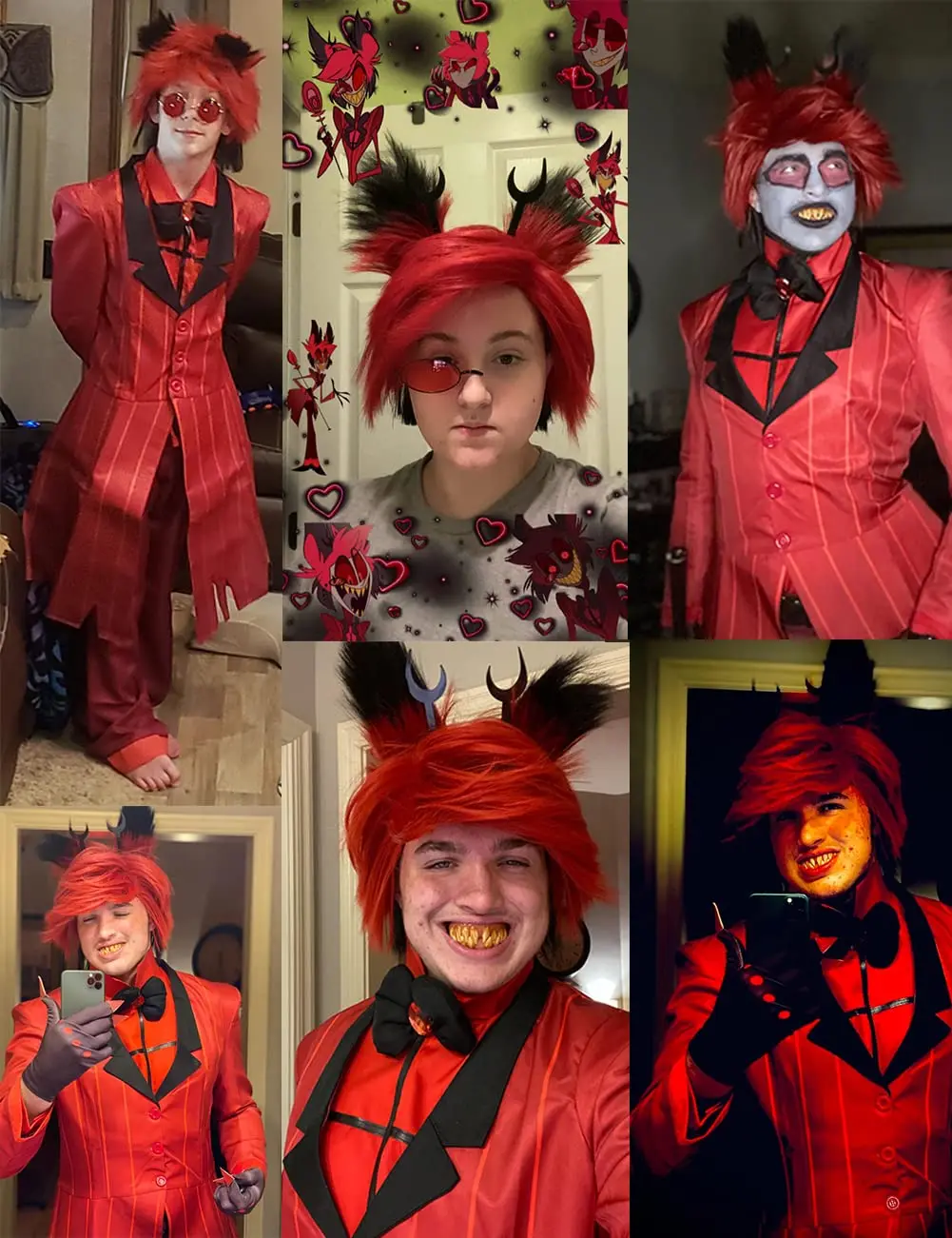 Peruka do Cosplay klips kostium czarne nakrycia głowy akcesoria do włosów Alastor Hazbin Hotel