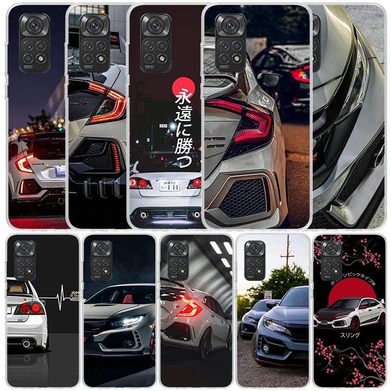 JDM Type R Civic Sport Car Phone Case For Xiaomi Redmi Note 13 12S 12 11S 11 11T 11E Pro Plus 10S 10 9S 9 8T 8 7 + Soft TPU Back