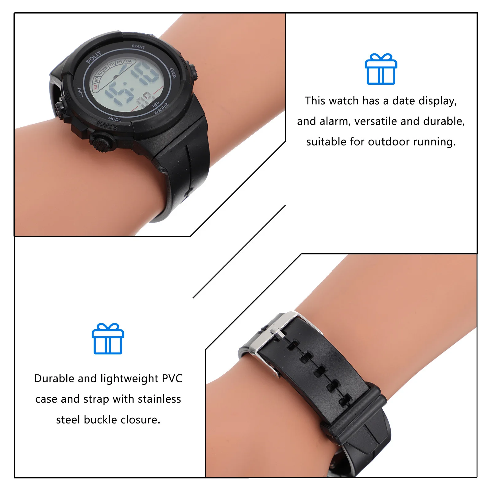 1pc Luminous Waterproof Electronic Watch For Multi-Function Sports Digital Wristwatch Outdoor Running Swimming Hiking Gift
