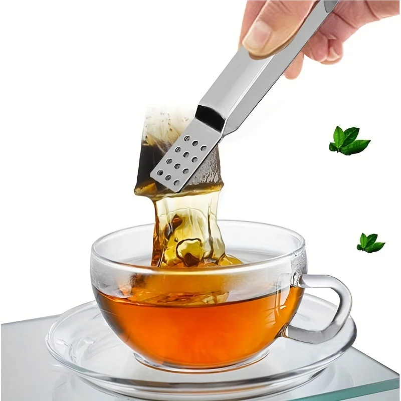 Exprimidor y colador de bolsitas de té, perfecto para sujetar cubitos de hielo y bolsitas de té sueltas, ideal para té negro y Earl Grey, 1 unidad