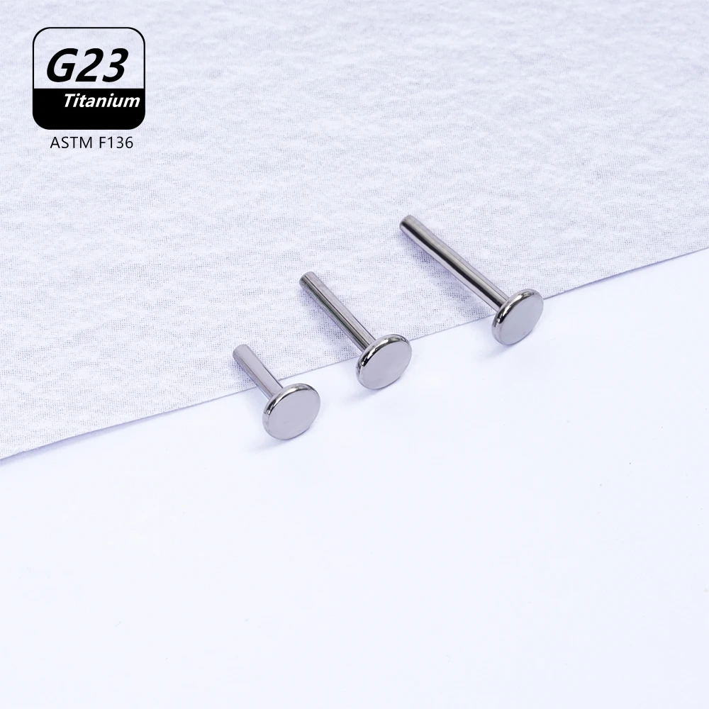 10PCS G23 Titanium Piercing 16G Internally Threaded Labret Stud Earrings Rod Base Ear Lips Nose Body Jewelry Wholesale