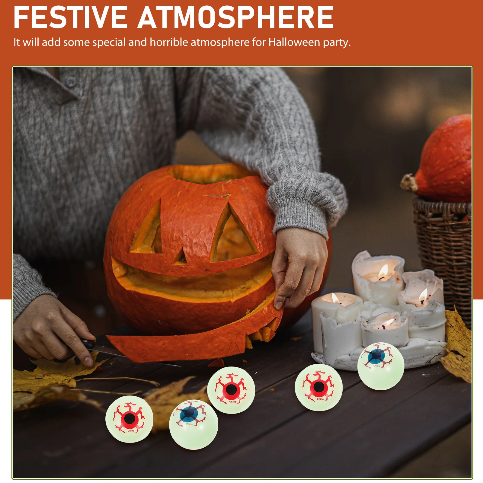 

20Pcs Plastic Halloween Eyeballs Luminous Props Scary Eyes Prank Party Decoration Horror Fake Halloween Eyeballs