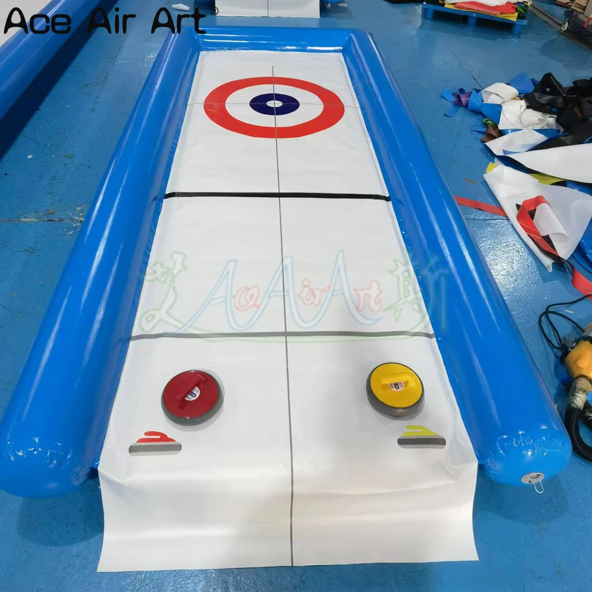 Opblaasbare Curling Track Outdoor Air Interactief spel Curling Court met curlings voor sport of plezier