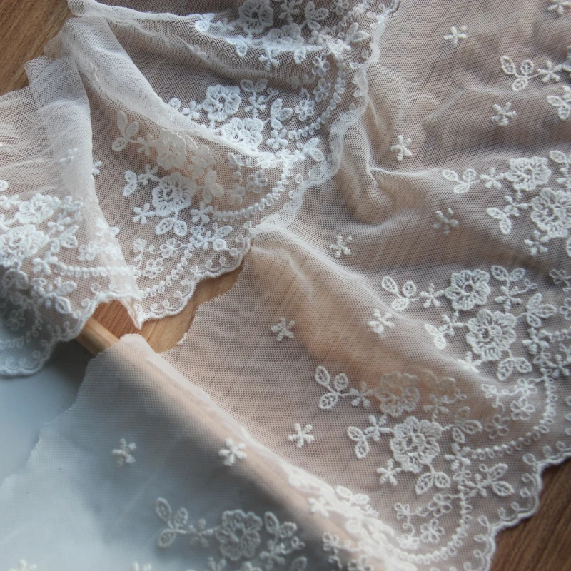 Cotton Thread Embroidery Lace Trims for Clothes, Retro Soft Flower Lace Trimmings and Ribbons, DIY Craft, Sewing Accessories