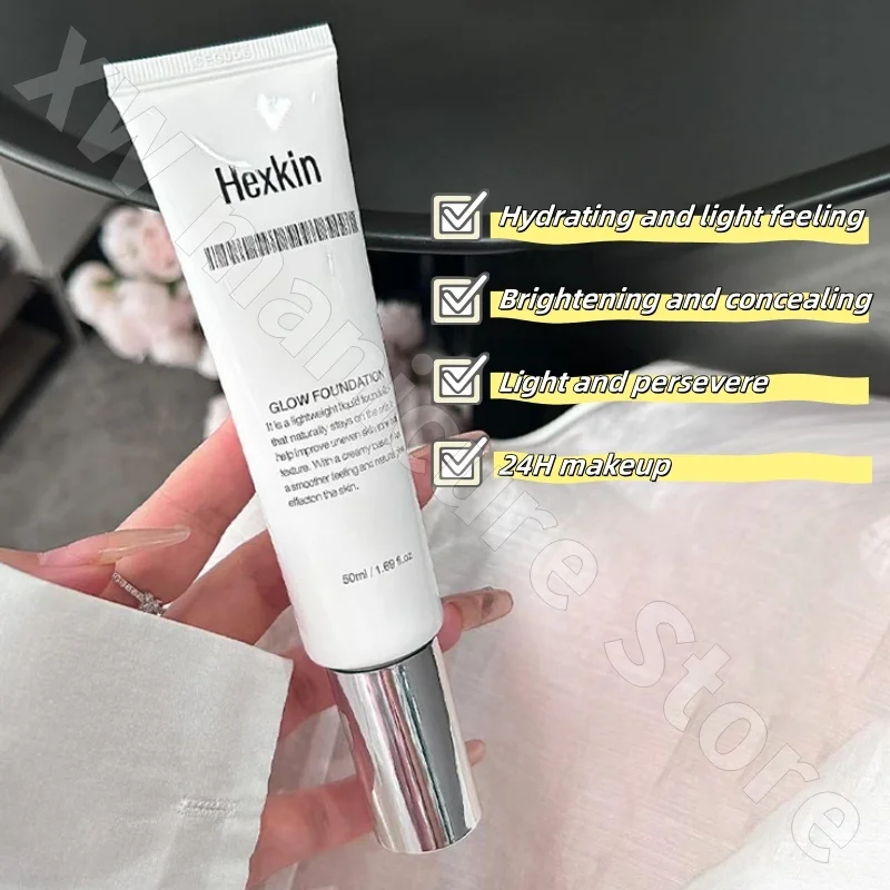 Hexin heshiqin base líquida hidratante e iluminadora tom de pele isolamento creme de churrasco corretivo proteção solar 50ml