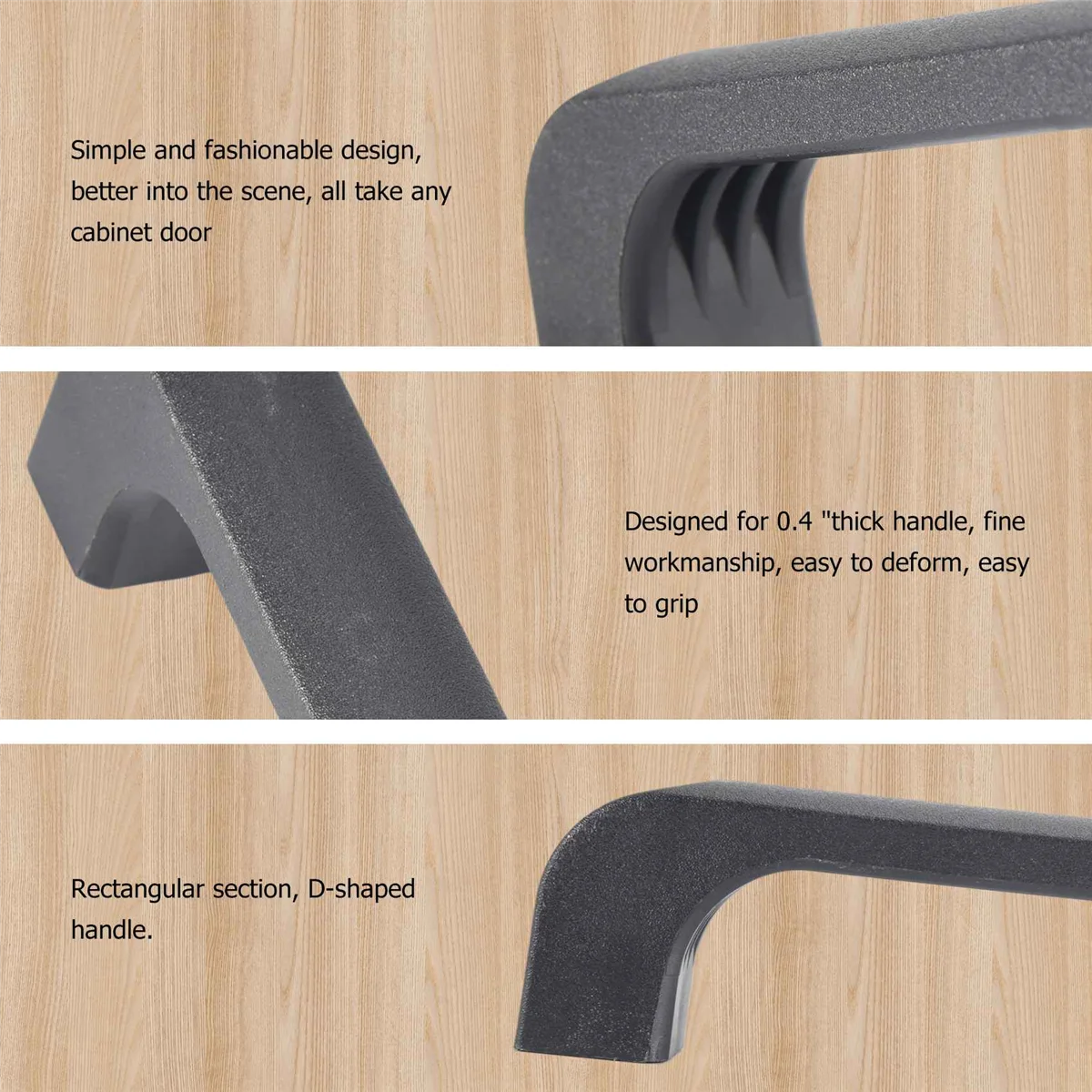 AT77 Door Cabinet Black Plastic Rectangular Pull Handle 5.2"