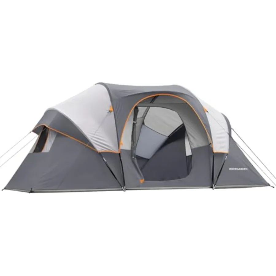 

HIKERGARDEN 10 Person Camping Tent - Portable Easy Set Up Family Tent for Camp, Windproof Fabric Dome Tent Outdoor for Hiking,