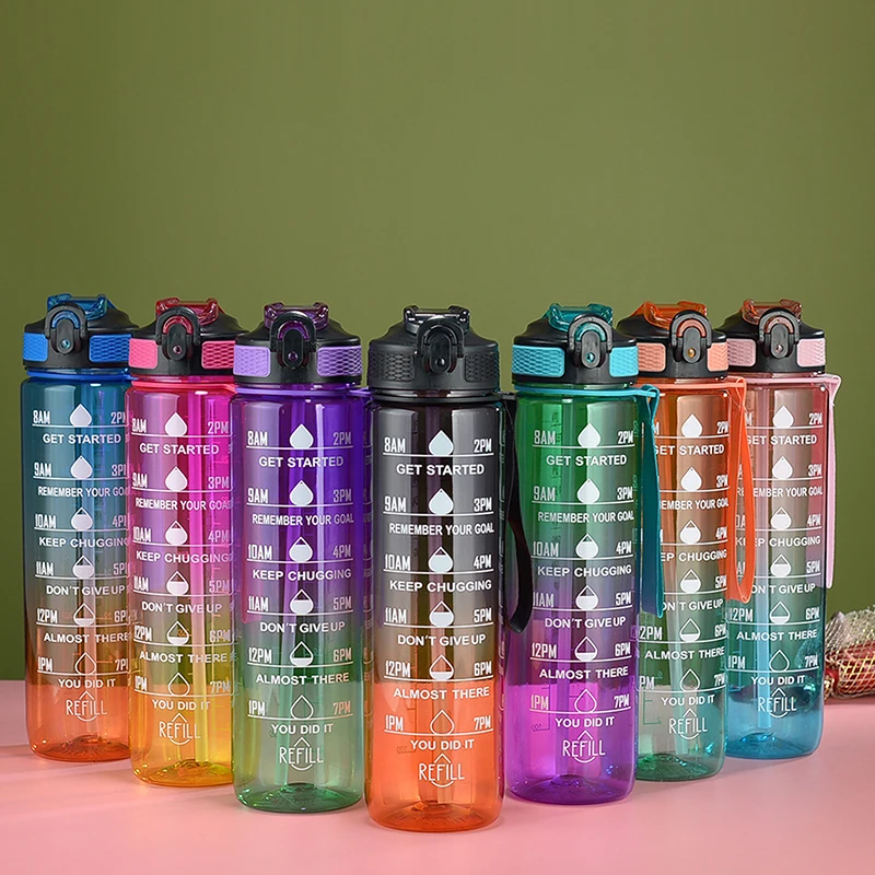 

1 Liter Water Bottle Motivational Sport Water Bottle Leakproof Drinking Bottles Outdoor Travel Gym Fitness Jugs For Kitchen