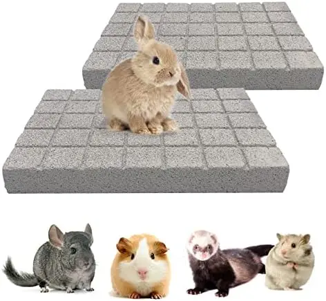 

BNOSDM Rabbit Grinding Pads 2-Pack - Natural Lava Stone Chew Toys for Rabbits, Guinea Pigs, Hamsters, Chinchillas
