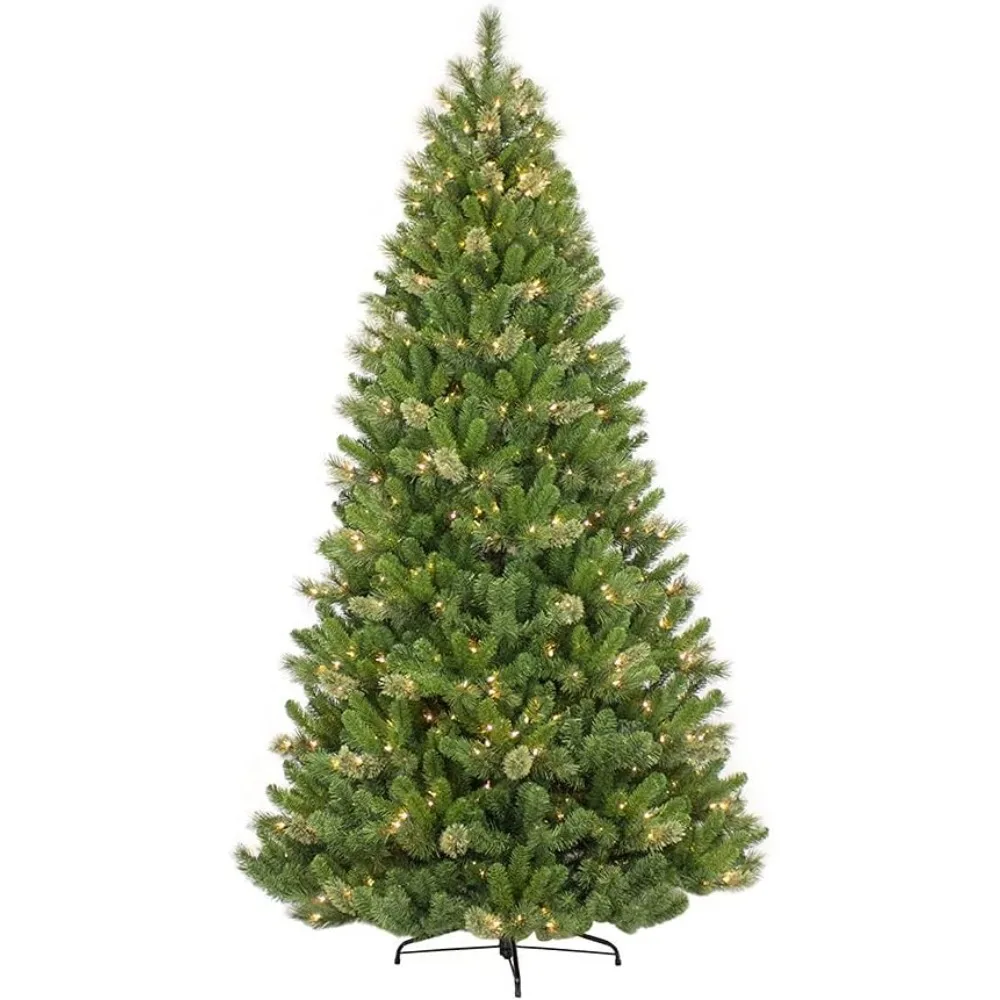 7.5 Foot Pre-Lit Teton Pine Artificial Christmas Tree with 600 Clear Lights, Green