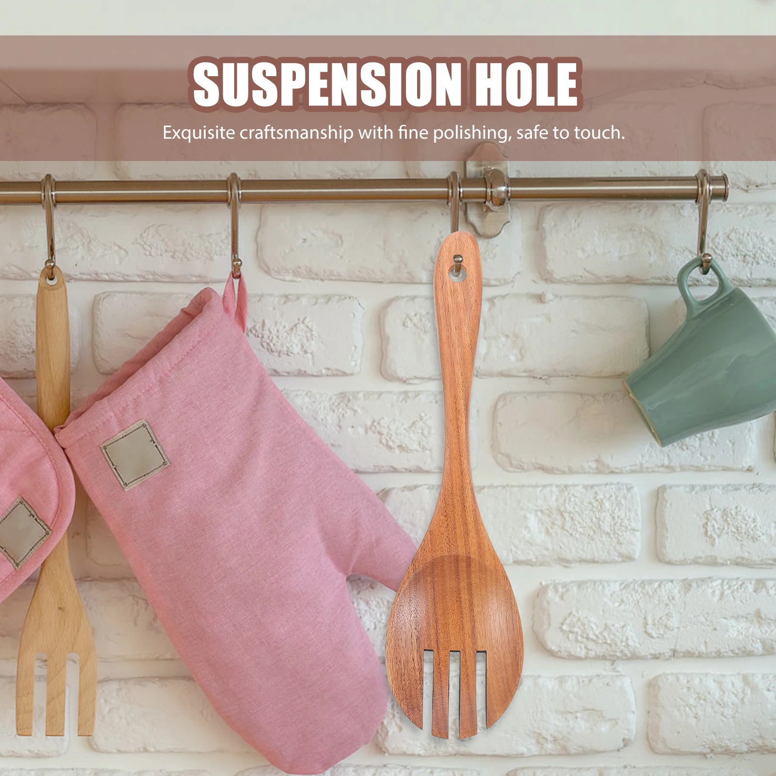

Premium Wooden Fork Serving Spoon Kitchen Supply Fruit Fork Wood Spork For Home Restaurant Use Serving Utensils Household