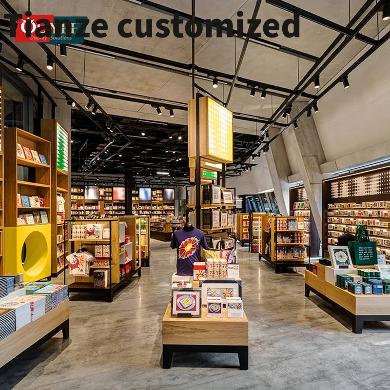 

Customized-Retail Shelf Interior Design Fixture Bookshop Gondola Racks Library Rolling Stack Shelving Shelves Books Display