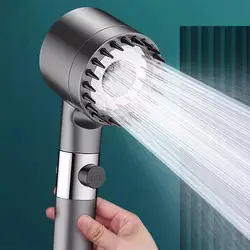 3 Mode High Pressure Shower Head Adjustable ShowerHead Filter With Massage Brush One-Key Stop Shower Bathroom Accessories