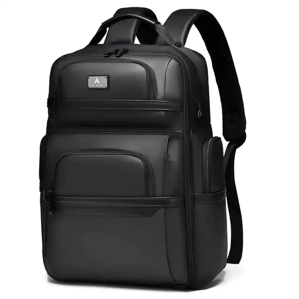 Men Leather Laptop Backpack Fit 16 Inch Laptop, Work Office College Backpack Fashion Waterproof Travel Bag