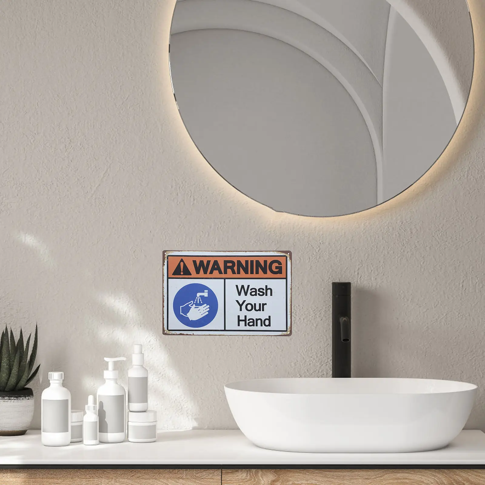 

Please Wash Your Hands Sign Wash Hands Safety Sign Vinyl Warning Sticker for Bathroom Lab Office Clean Environment Promoting