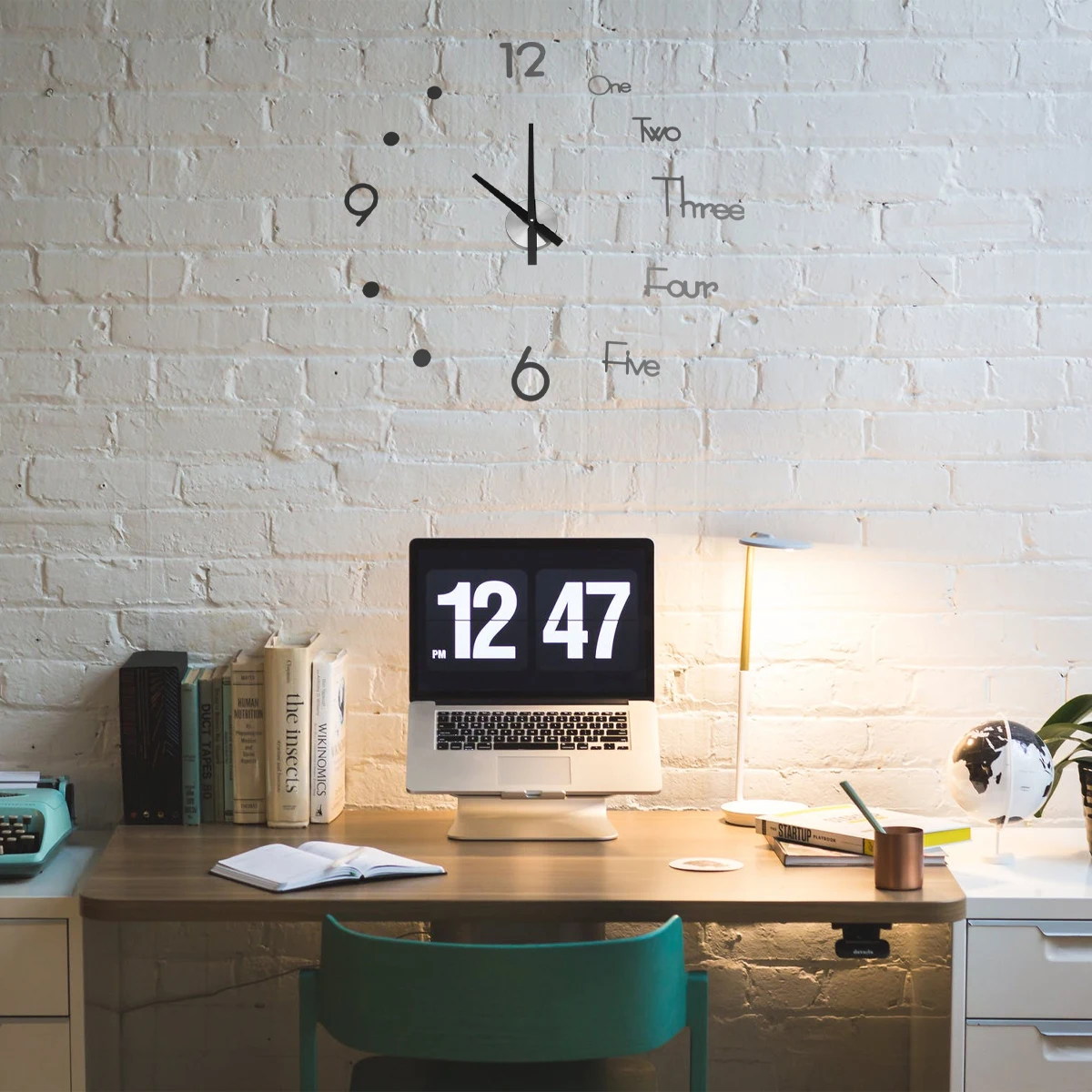 

Punch-Free Wall Sticker Clock Modern Simple Design Long-Lasting Home Decor Wall Clock for Living Room Bedroom Office