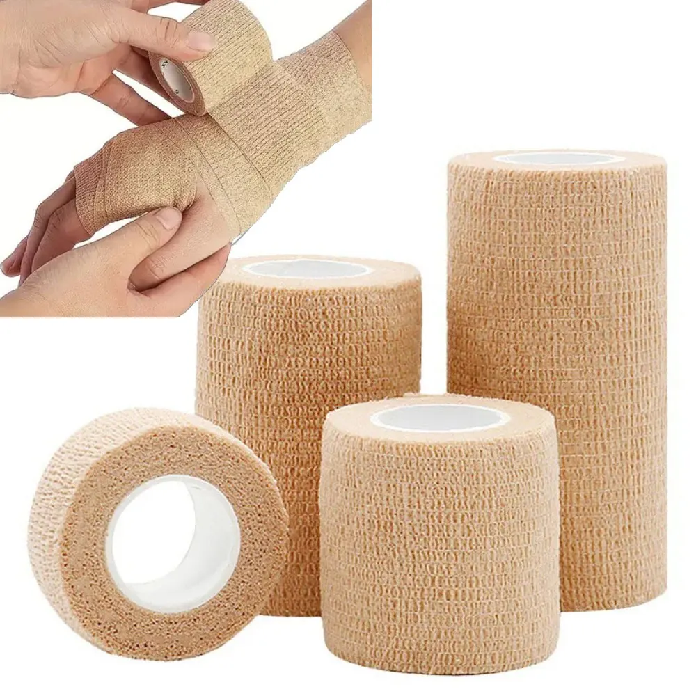 7 rollos de vendaje autoadhesivo, cinta médica elástica transpirable, envoltura beige para muñeca, tobillo, dedo, primeros auxilios