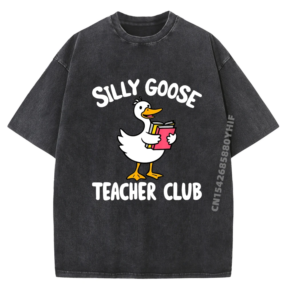

Funny Silly Goose Teacher Club Animal Lover Groovy Teacher Oversized T Shirt Mens Designer Clothes Summer Washed T Shirt For Men