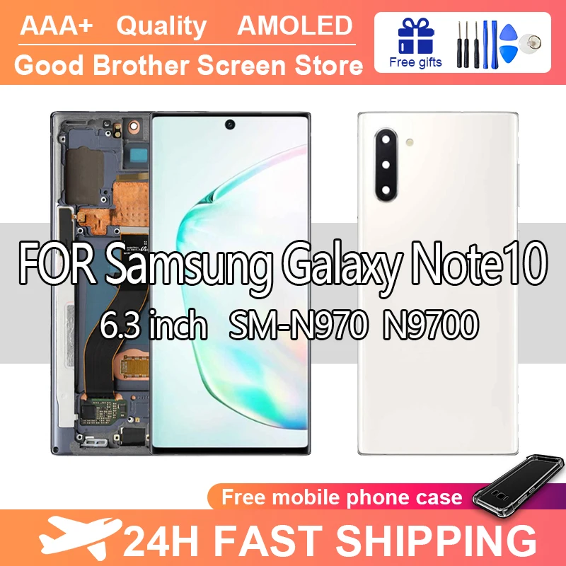 6.3'' AMOLED For Samsung Note10 N970 N970U N971U LCD Display With Frame Touch Screen Digitizer Assembly Replacement Repair Parts