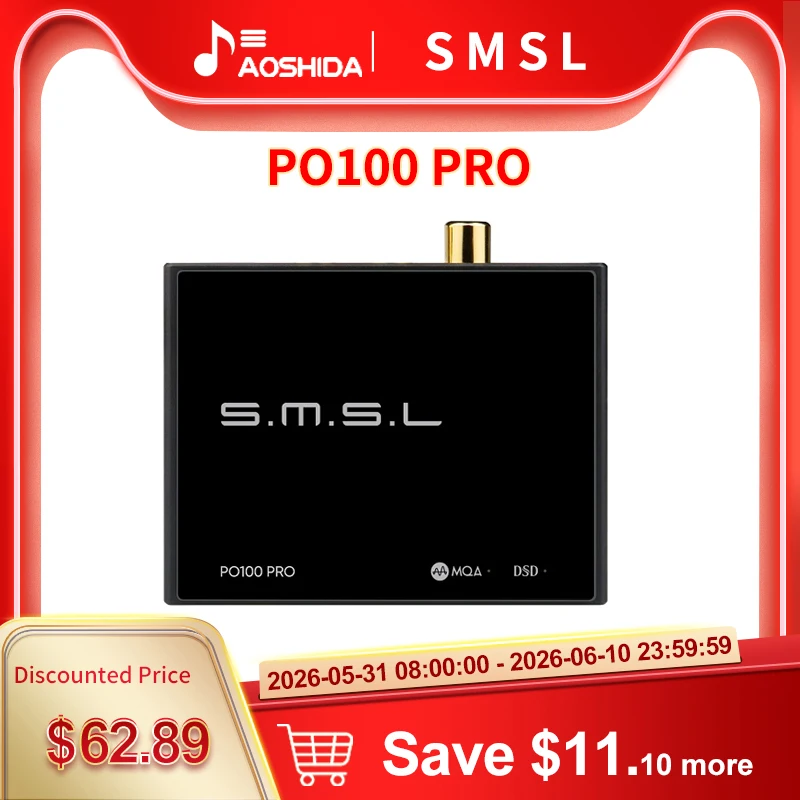 SMSL PO100 PRO USB Digital Interface MQA Decoding XOMS XU316 DSD64 Optical Coaxial DSD512 I2S Output 32bit 768Khz for PS5 Switch