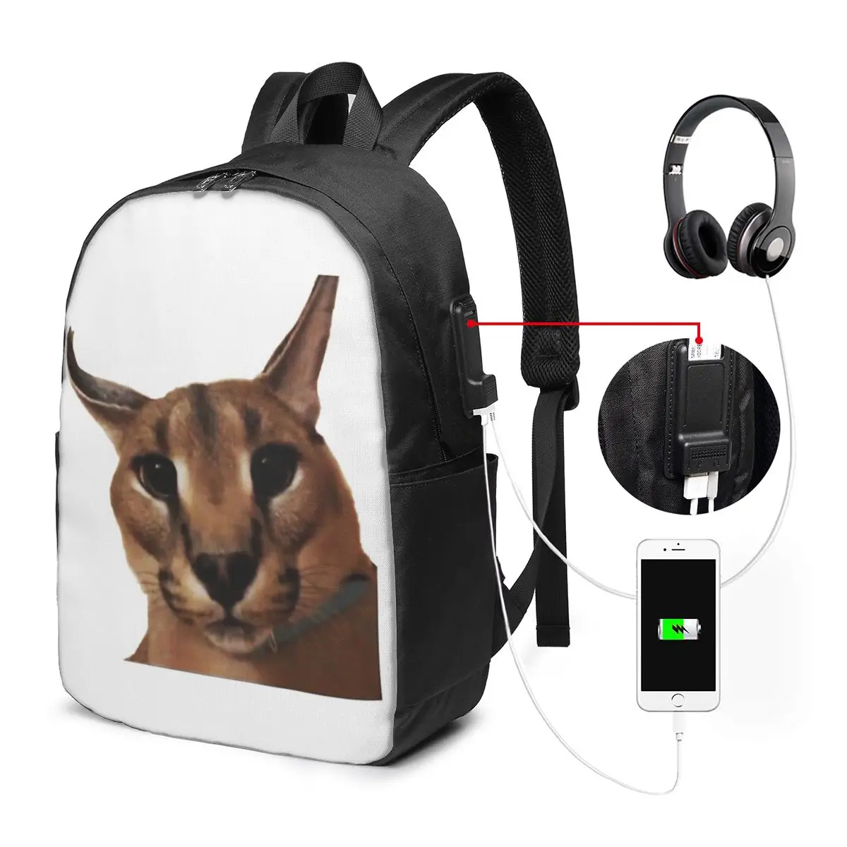 

Big Floppa Animal Cat Backpack Travel Notebook Bag Computer College Student School Bag Laptop Shoulder Bags for Men Women