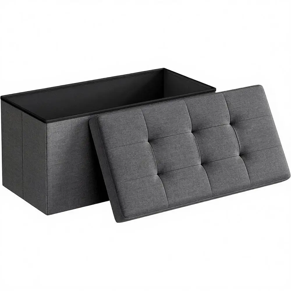 

30 Inch Storage Ottoman Bench, Footrest, End of Bed, Living Room, Bedroom, Entryway, Gray