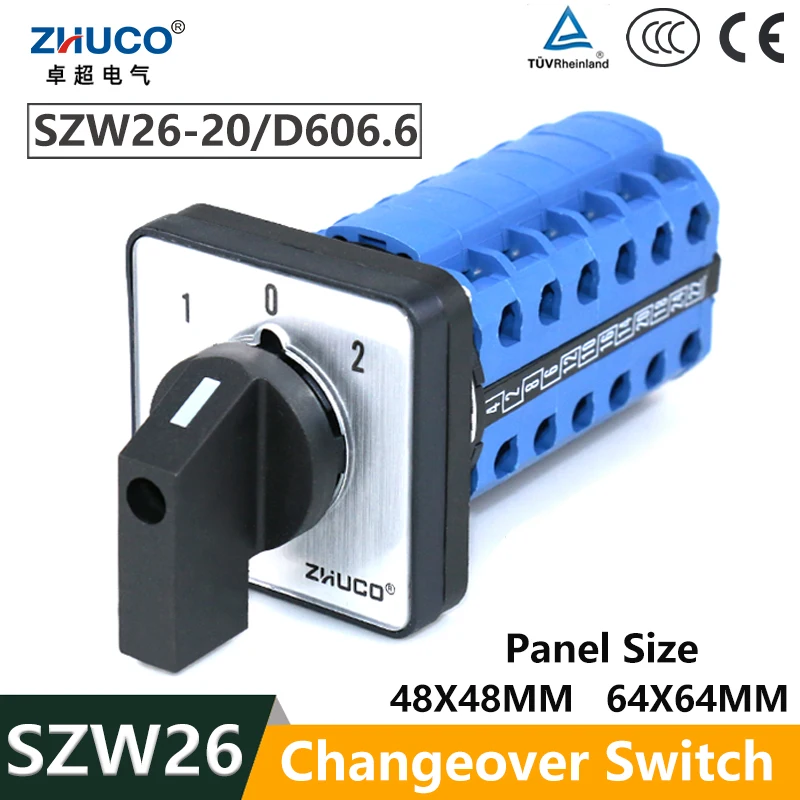 

ZHUCO SZW26/LW26-20 20A 6P ВКЛ-ВЫКЛ-ВКЛ 48X48/64X64 мм Панель Самоблокирующаяся универсальная кнопка переключения передач 3 положения
