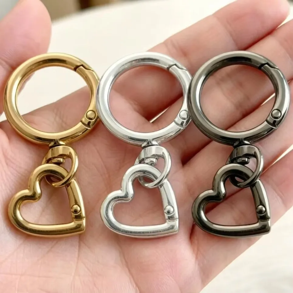 2/30/50 Sets Round Spring Snap Carabiner Clip O Rings Swivel Trigger Hook Metal Clasps Keychain for Handbag Lanyards DIY