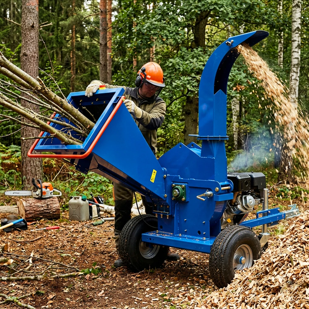

5-Inch 420cc 15HP Gas Powered Disc Wood Chipper,Leaf Branch Shredder Mulcher with 2'' Coupler Tow Hitch, Towable Wood Shredder