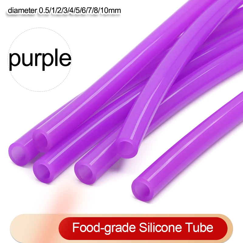 1~10m New Food Grade Silicone Rubber Hose Purple Diameter 0.5 1 2 4 5 6 7 8 10 mm Flexible Silicone Tube
