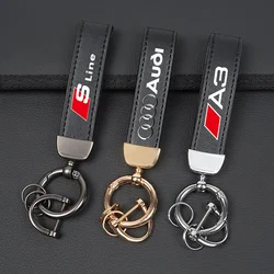 Car Keychain Man Leather Keyring Remote Key Accessories For Audi Sline A3 A4 A6 A5 Q5 A1 Q7 Q3 Q2 Q8 A7 A8 TT S1 SQ5 RSQ3 RSQ8