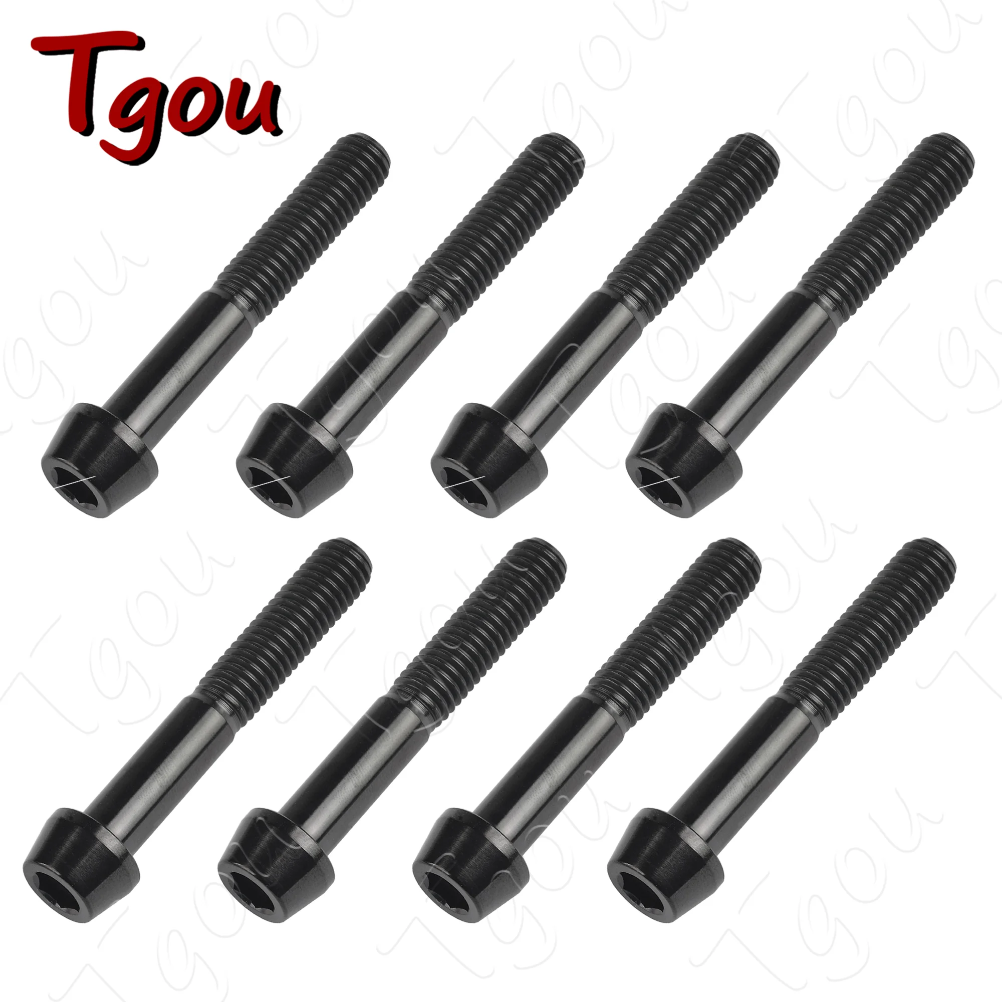 Tgou Titanium Bolt M8x15/20/25/30/35/40/45/50/60/70mm Hex Taper Head Screws for Bicycle Motorcycle Car Grade 5 8pcs