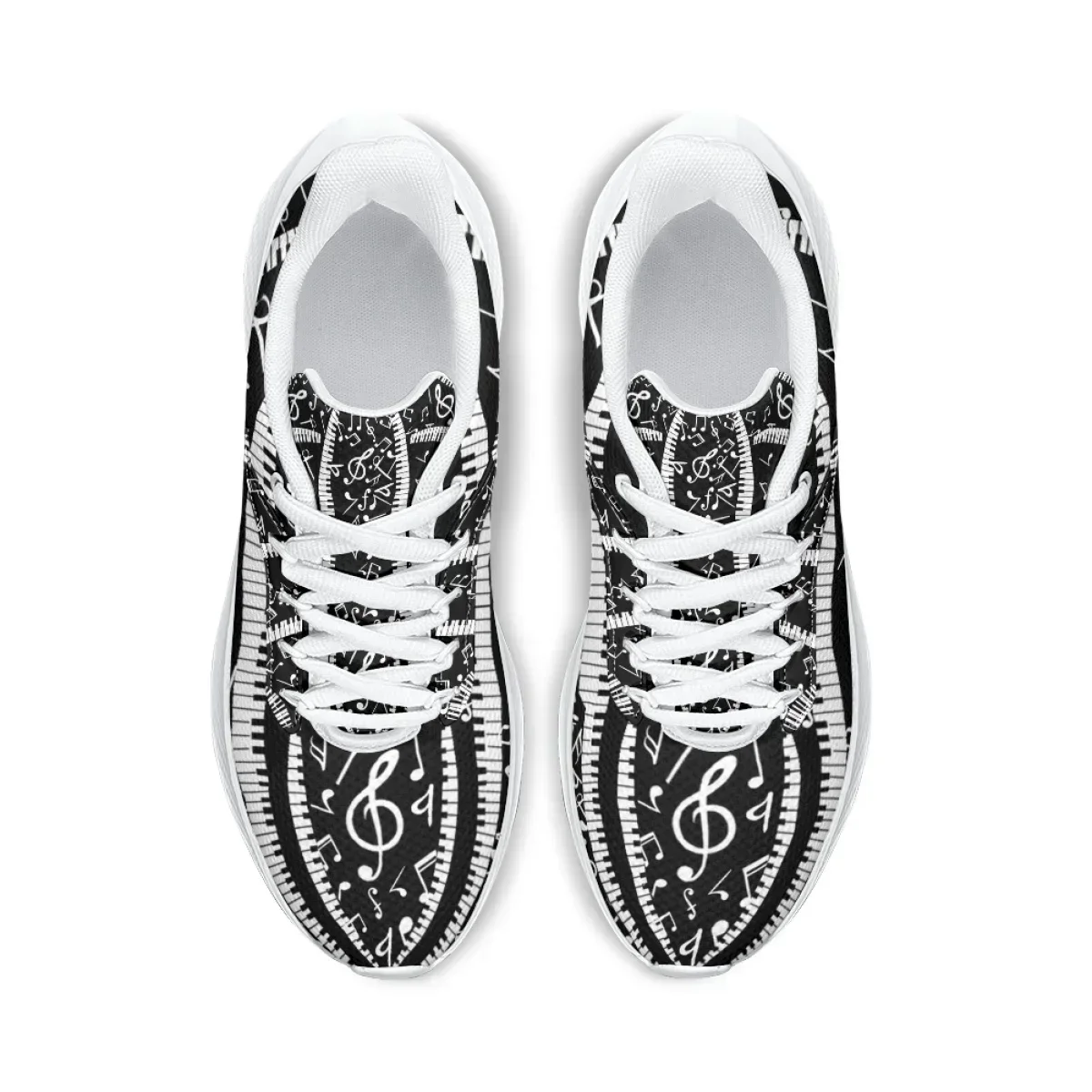 Zapatillas deportivas con estampado de notas musicales de teclas de piano para mujer, zapatillas clásicas con cordones para correr al aire libre, antideslizantes y resistentes al desgaste