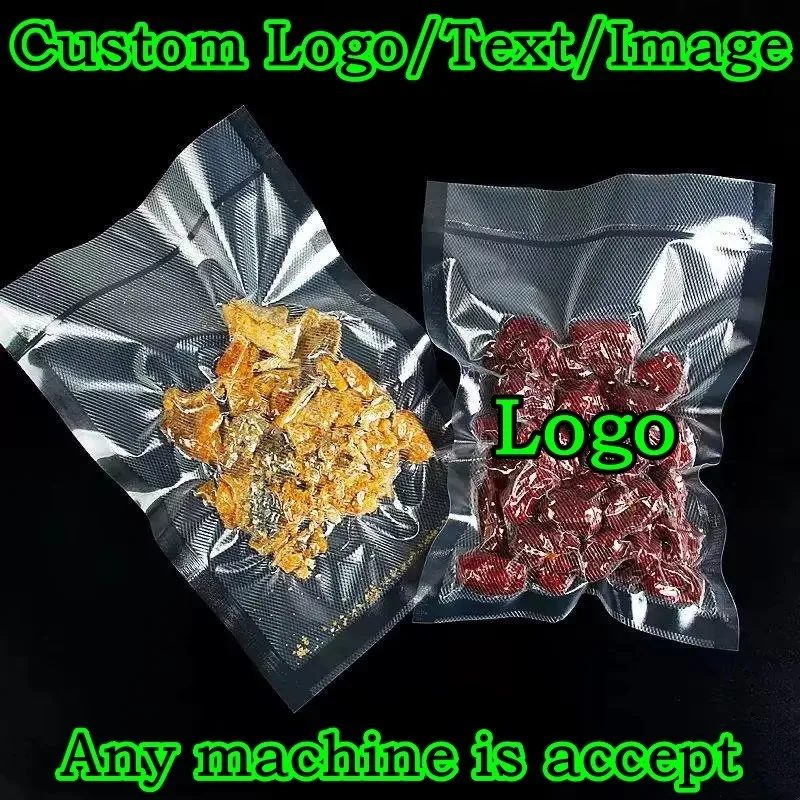 Open Top Frozen Heat Sealing Vacuum Steaming Bag DIY Logo Food Chicken Meat Beaf Fish Fruit Vegetable Pouches Fit Any Machines