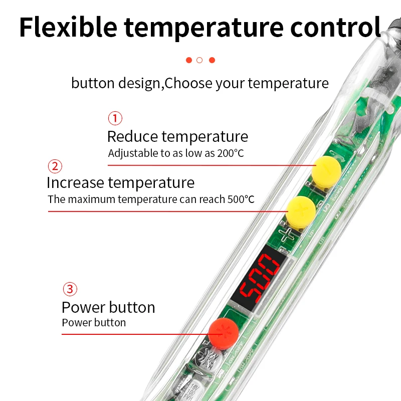 LUXIANZI 100W Electric Soldering Iron Transparent Shell Handle LCD Digital Display Adjustable Temperature Welding Repair Tools