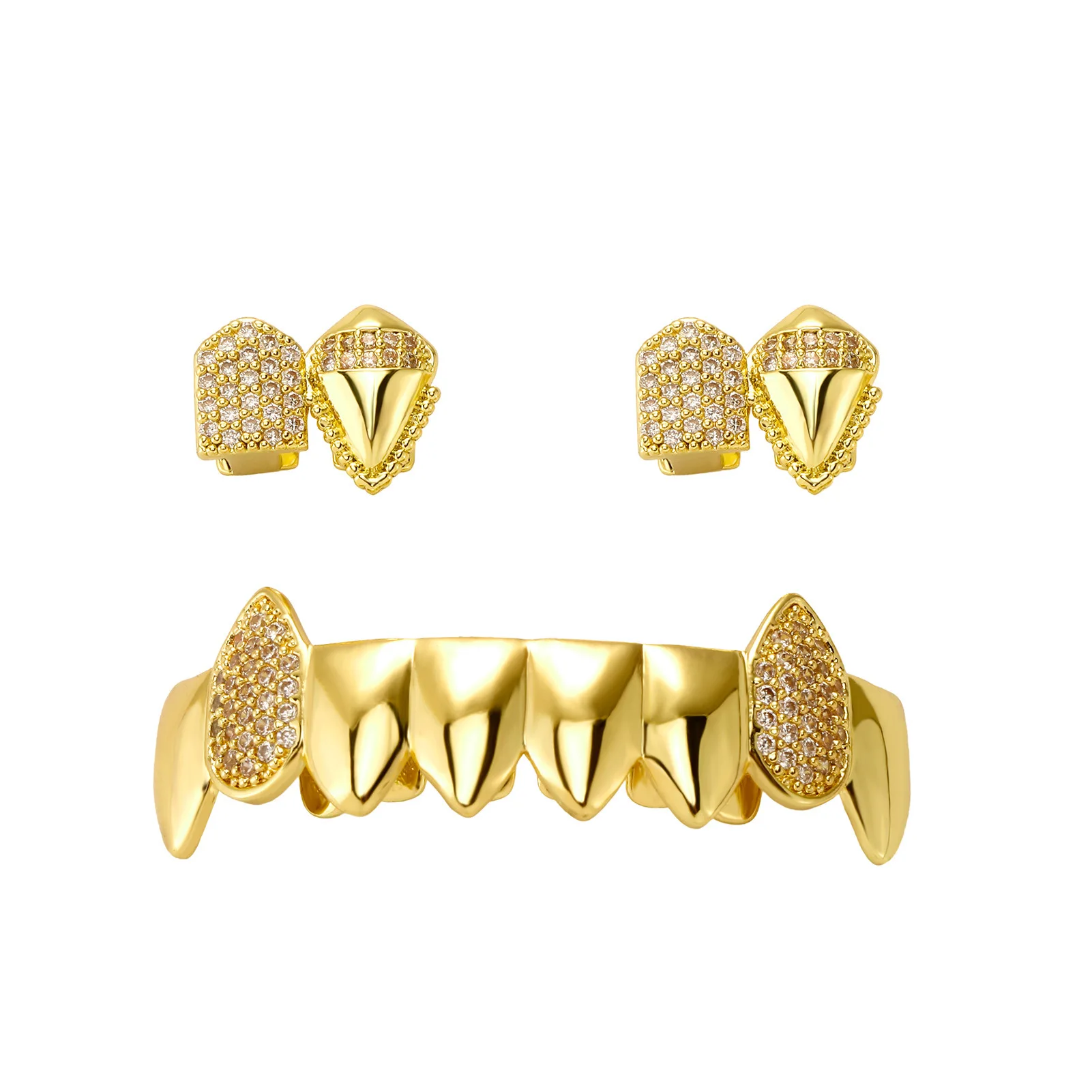 Halloween Vampire Fang Grillz Teeth Jewelry Bling Tooth Cover Gothic Hip Hop Fashion Mouth Accessories Halloween Style