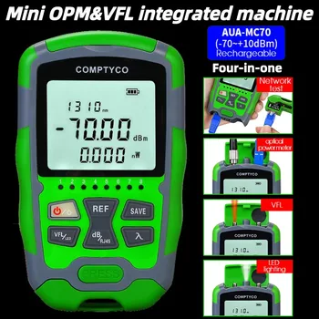 Rechargeable Fiber Tester 4 in 1 Mini Optical Power Meter -70~+10dBm &amp; Visual Fault Locator &amp; RJ45 Network Test &amp; LED Lighting