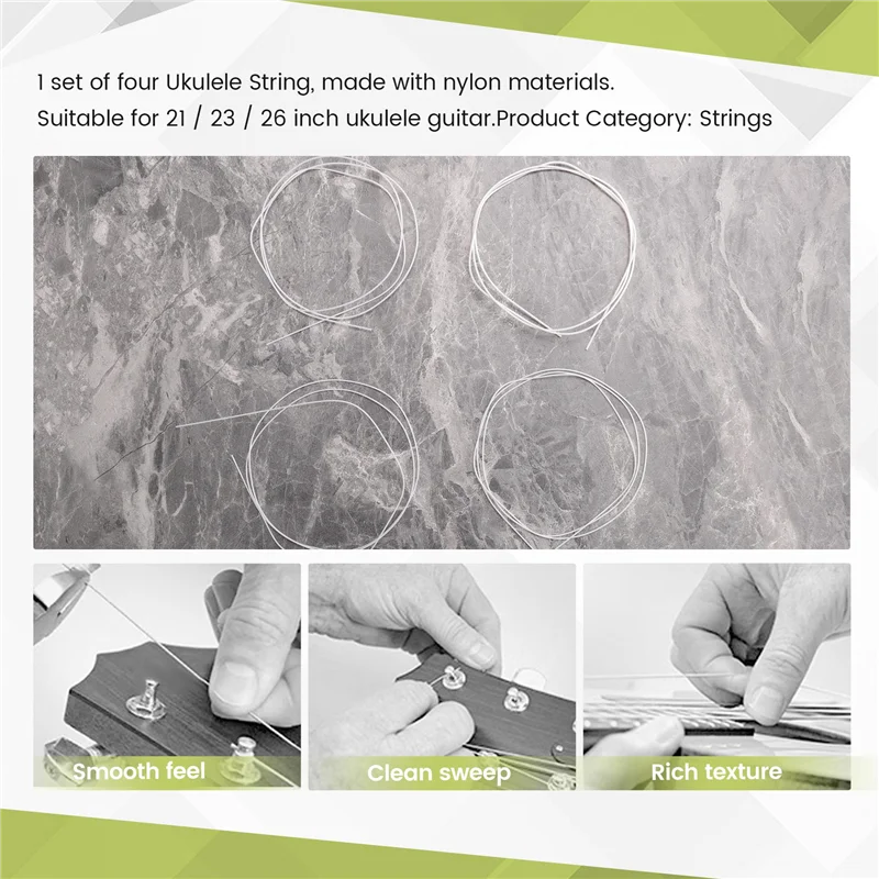 -A14E 4 шт./компл., белые прочные нейлоновые струны для укулеле, запасная часть для 21 дюймов, 23 дюйма, 26 дюймов, струнный инструмент